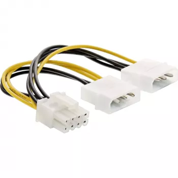 InLine stroomadapterkabel, 2x 5,25 inch stekker / 8-pin PCI-Express stekker, 0,15 m