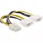 InLine stroomadapterkabel, 2x 5,25 inch stekker / 8-pin PCI-Express stekker, 0,15 m