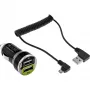 InLine USB DUAL+ auto-oplader set, voeding met 1 m spiraalkabel