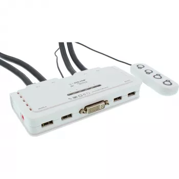 InLine KVM-switch 4 poort DVI-D + USB + audio incl. 2 kabelsets