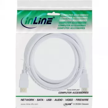 InLine High Speed HDMI-kabel met ethernet, M/M, wit, vergulde contacten, 2 m