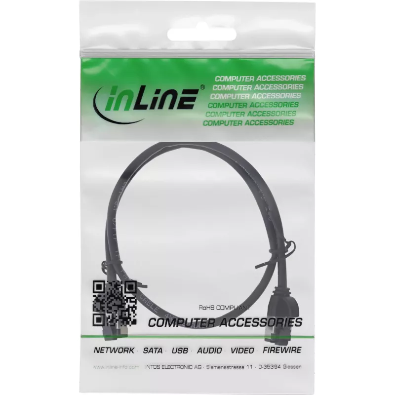 InLine patchkabel slank, U/FTP, Cat.8.1, TPE halogeenvrij, zwart 1,5 m