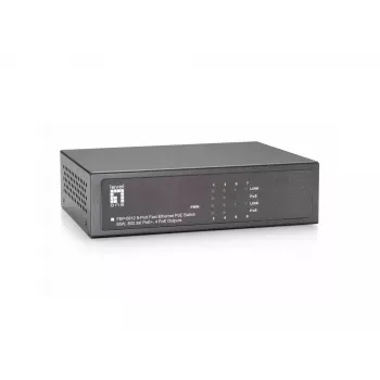 LevelOne 8-poorts Fast Ethernet PoE-switch, 802.3at/af PoE, 4 PoE-uitgangen, 65W