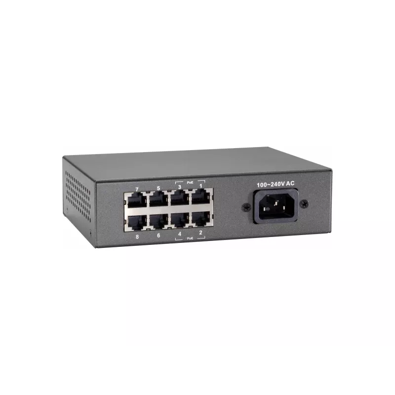 LevelOne 8-poorts Fast Ethernet PoE-switch, 802.3at/af PoE, 4 PoE-uitgangen, 65W