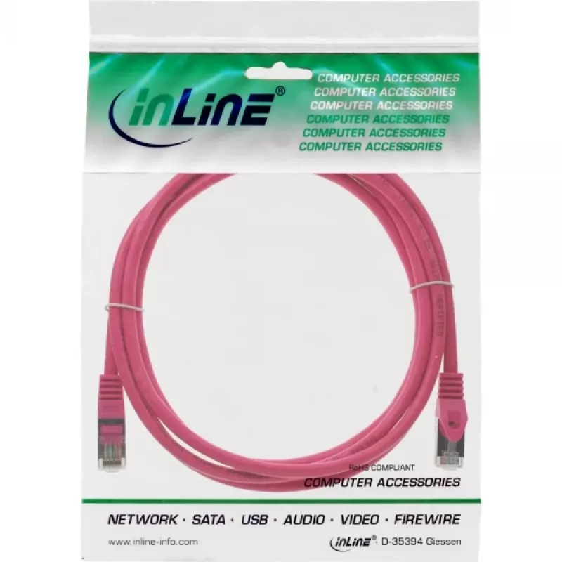 InLine patchkabel SF/UTP Cat.5e roze 0,25 m
