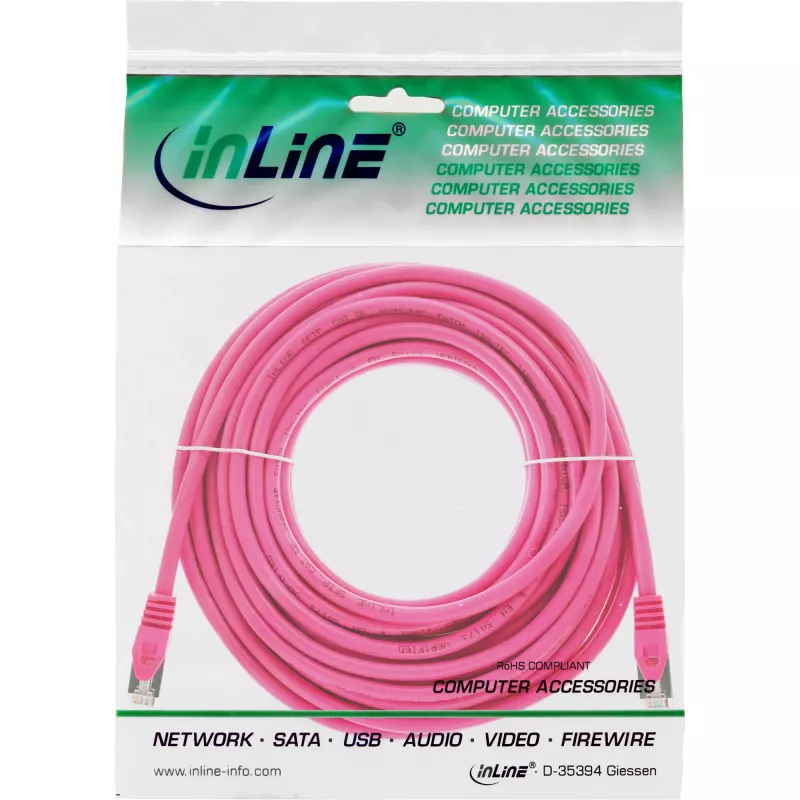 InLine patchkabel SF/UTP Cat.5e roze 20m
