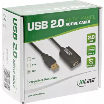 InLine USB 2.0 actieve signaalversterkerkabel Type-A stekker / A bus, 25 m