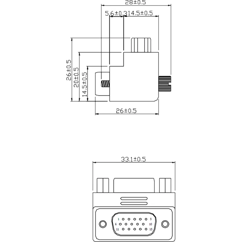InLine VGA-adapter 90° 15 pin stekker / bus, InLine, 37248I
