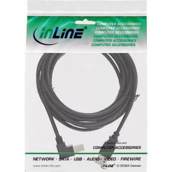 InLine USB 2.0 kabel haaks Type-A stekker / B stekker, zwart, 2m