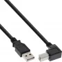 InLine USB 2.0 kabel, haaks, Type-A stekker / B stekker, zwart, 1m