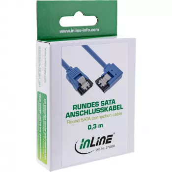 InLine SATA 6Gb/s ronde kabel, eenzijdig haaks 90°, met vergrendeling, 0,5 m