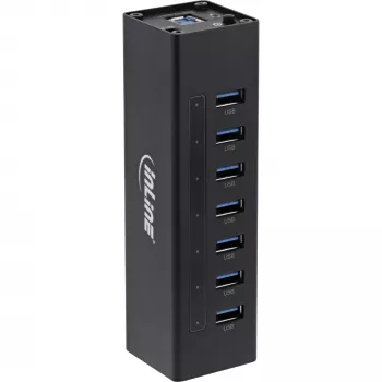 InLine USB 3.0 hub, 7 poorten, aluminium behuizing, met 2,5A voeding