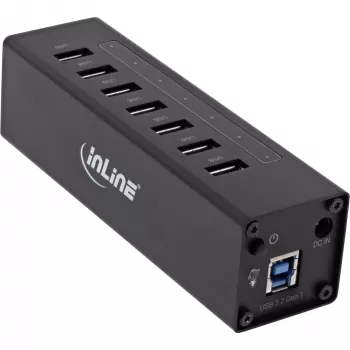 InLine USB 3.0 hub, 7 poorten, aluminium behuizing, met 2,5A voeding