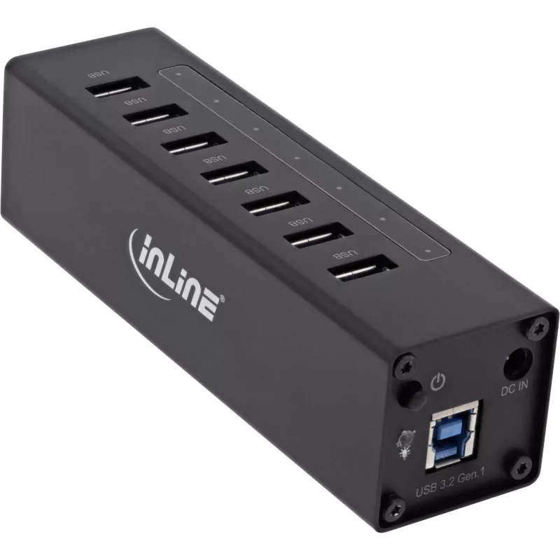 InLine USB 3.0 hub, 7 poorten, aluminium behuizing, met 2,5A voeding