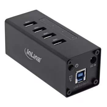 InLine USB 3.0 hub, 4 poorten, aluminium behuizing, met 2,5A voeding