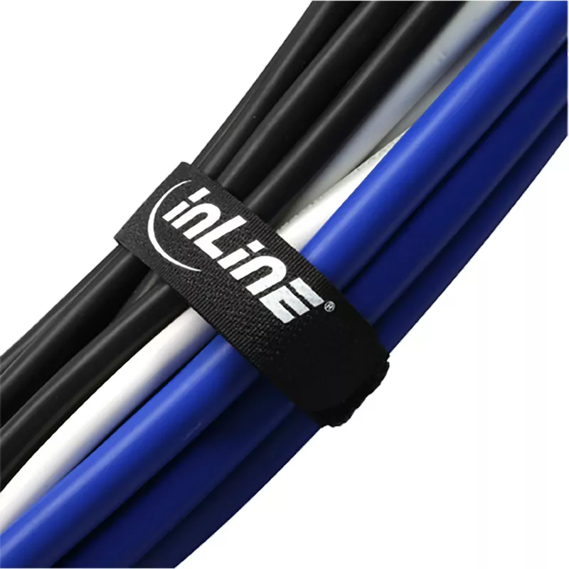 Klittenband kabelbinders InLine 20×300 mm, nylon, 10-pack, zwart