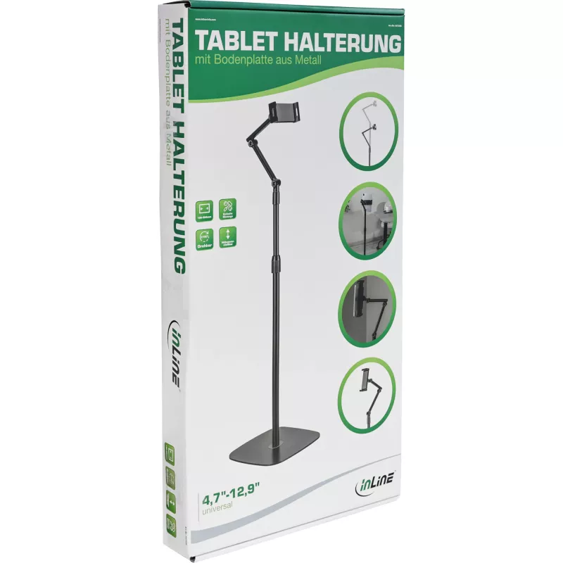 InLine tablet-houder met metalen bodemplaat, tot 12,9 inch, zwart