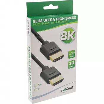 InLine Slim Ultra High Speed HDMI-kabel M/M 8K4K verguld zwart 2m