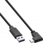 InLine USB 3.2-kabel, USB-C stekker haaks naar USB-A stekker, zwart, 1,5 m
