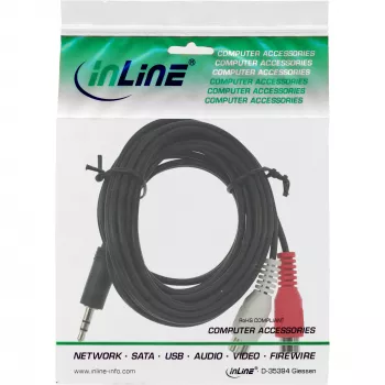 Audiokabel 2x cinch-bus / 3,5 mm stereo-stekker, 5m InLine 89941D