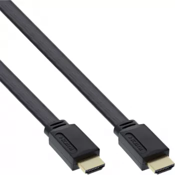 InLine HDMI platkabel High Speed kabel met ethernet verguld zwart 3m