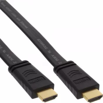 InLine HDMI platkabel High Speed kabel met ethernet verguld zwart 7,5 m