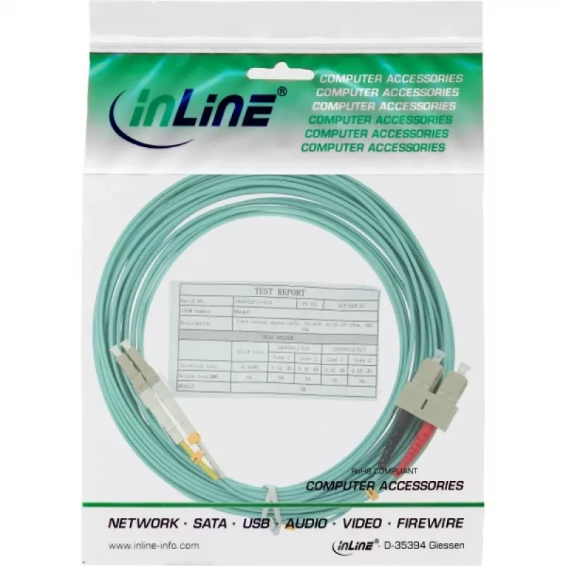 Glasvezel-duplexkabel LC/SC InLine 88642O 50/125µm OM3 2m