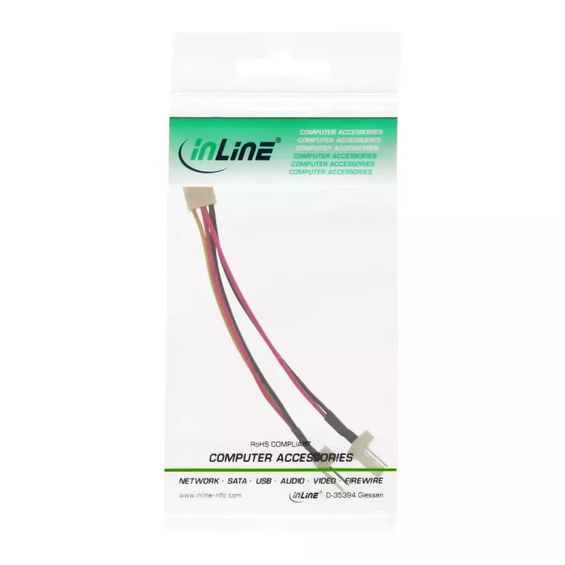InLine ventilator-adapter Y-kabel 3pin Molex bus / 2x 3pin Molex stekker 100 stuks