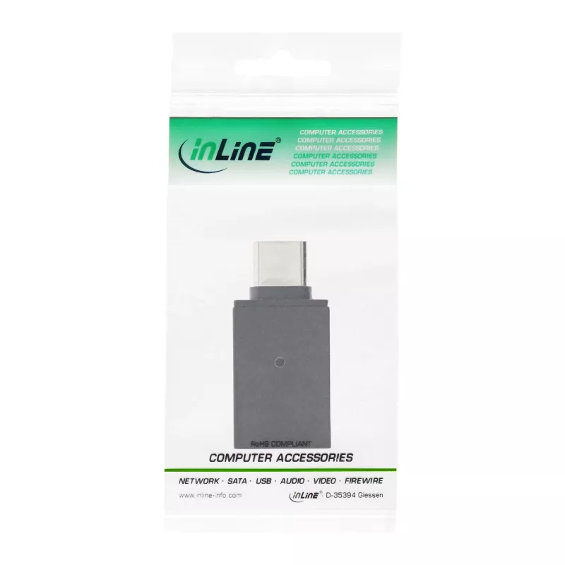 InLine USB 3.2 Gen.2 adapter, USB-C-stekker naar USB-A-bus, OTG