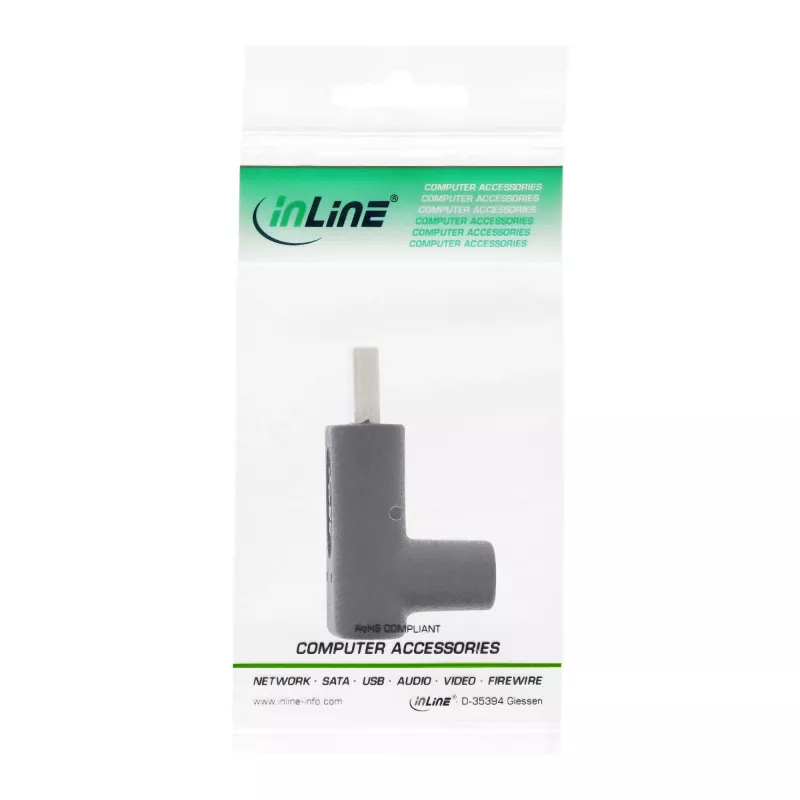 USB 3.2 Gen.2 adapter InLine 35807 USB-C stekker naar C bus boven/onder haaks