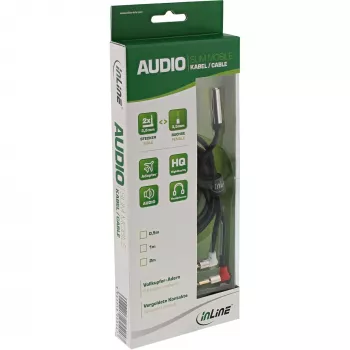 InLine slank audio vliegtuigstoel-kabel 2x 3,5 mm stekker naar 1x bus, 0,15 m