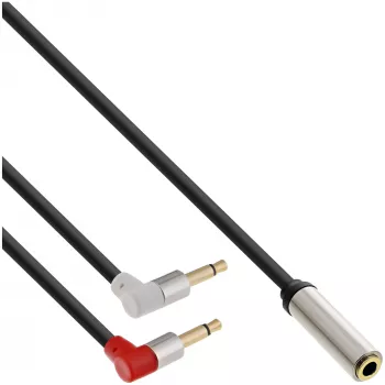 InLine slank audio vliegtuigstoel-kabel 2x 3,5 mm stekker naar 1x bus, 2 m