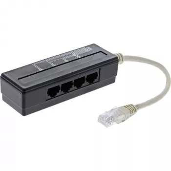 InLine 4-voudige telefoonpoort-splitter, RJ45-stekker naar 4x RJ45-bus, 0,15 m