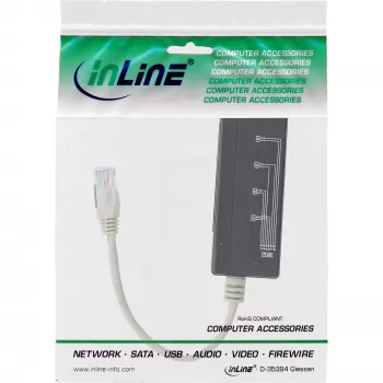 InLine 4-voudige telefoonpoort-splitter, RJ45-stekker naar 4x RJ45-bus, 0,15 m