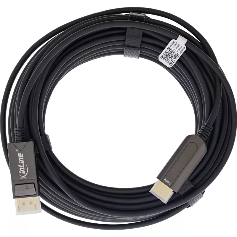 InLine DisplayPort naar HDMI AOC converterkabel, 4K/60Hz, zwart, 25m