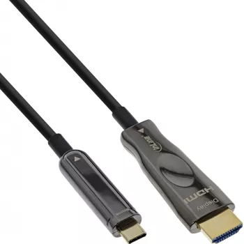 InLine USB Display AOC kabel, USB-C stekker naar HDMI stekker (DP Alt Mode), 25 m
