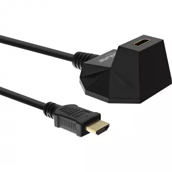 InLine HDMI Station, HS HDMI-kabel met Ethernet, M/F, zwart, vergulde contacten, 1m