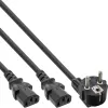 InLine Y-stroomkabel 1x CEE 7/7 haaks / 2x 3-polig IEC C13 stekker, 3 m