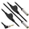 InLine slanke audio Y-kabel 3,5 mm stekker / 2x bus, met volumeregelaar 0,25 m