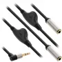 InLine slanke audio Y-kabel 3,5 mm stekker / 2x bus, met volumeregelaar 0,25 m