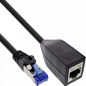 InLine RJ45-interfacebescherming Cat.6A S/FTP, RJ45 M/F, zwart, 0,2m