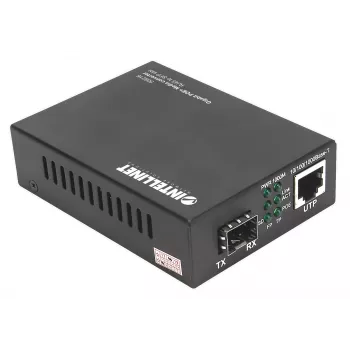 Intellinet Gigabit PoE+ mediaconverter, 1 x 1000Base-T RJ45-poort naar 1 x SFP-poort, PoE+-injector