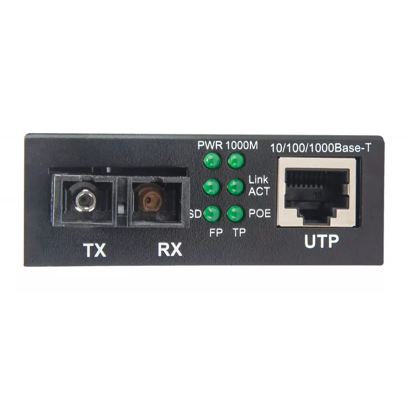 Intellinet 508209 Gigabit PoE+ mediaconverter, 1000Base-T RJ45 naar 1000Base-LX SC singlemode, 20 km, 1310 nm, tot 30 W