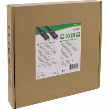 InLine USB 3.2 Gen.2 AOC-kabel, USB-C stekker/stekker, zwart, 3m