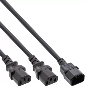 InLine stroom-Y-kabel Duitse type F 1x IEC-C14 naar 2x IEC-C13 3m