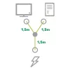 InLine stroom-Y-kabel Duitse type F 1x IEC-C14 naar 2x IEC-C13 3m
