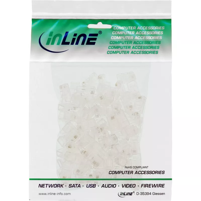 InLine modulaire stekker 8P4C RJ45 voor crimpen op lintkabel ISDN 100 stuks
