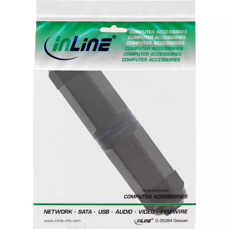 InLine Cat.6 koppeling, waterdicht IP67, 2x RJ45 F/F, 1:1