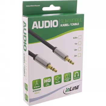 InLine slanke audiokabel 3,5-mm-stekker / 3,5-mm-stekker, stereo, 3 m