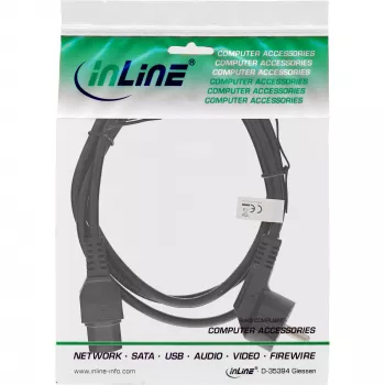 InLine netkabel, CEE7/7 haaks naar C15 recht, 3 x 1mm², zwart, 1m